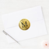 Verloren en Gevonden Monogram in Goud Metallic Ronde Sticker (Envelop)