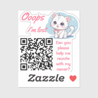 Verloren en gevonden QR-sticker Fluffy Roze Sticker