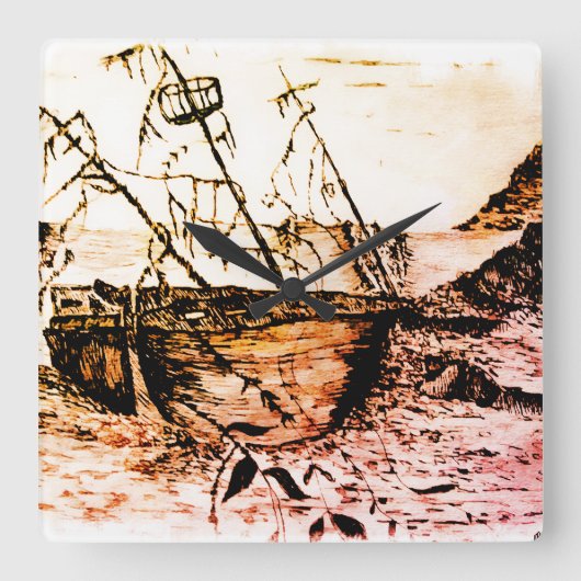 Verloren en vergeten schip vierkante klok (Voorkant)