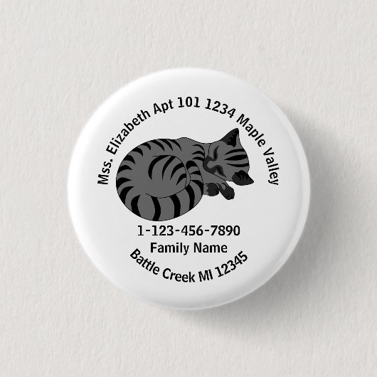 Verloren grijze tablet Kitten Familie Adres Ronde Button 3,2 Cm (Voorkant)