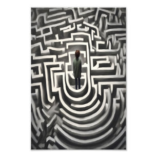 Verloren in Abstracte Zwart-Wit Kunst van het Dool Foto Afdruk