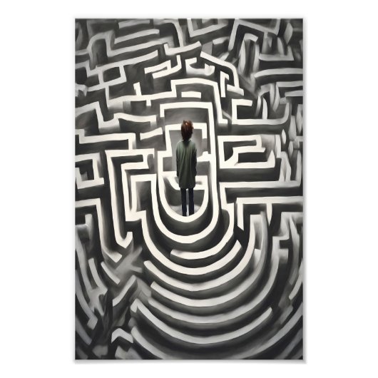 Verloren in Abstracte Zwart-Wit Kunst van het Dool Foto Afdruk (Voorkant)