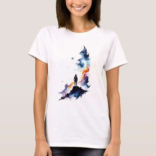 Verloren in de aquarel kosmos t-shirt (Voorkant)