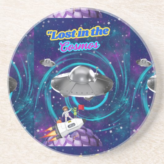 VERLOREN IN DE KOSMOS ZANDSTEEN ONDERZETTER (Voorkant)