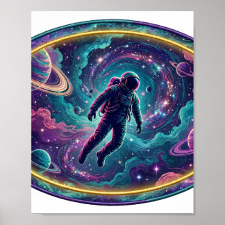 Verloren in de Nevel — Ruimtevaarder Ruimte Kunst Poster