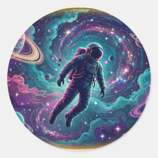 Verloren in de Nevel — Ruimtevaarder Ruimte Kunst Ronde Sticker