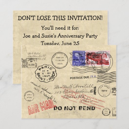 Verloren in de postuitnodiging kaart (Voorkant / Achterkant)