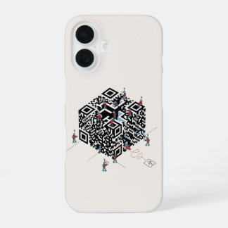 Verloren in de QR-code - Geek Maze Art iPhone 16 Hoesje