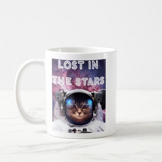 Verloren in de sterren Kat Astronaut Mok (Links)