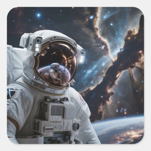 Verloren in de sterren vierkante sticker (Voorkant)
