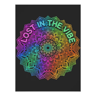 Verloren in de Vibe Regenboog Neon Mandala Grafisc Perfect Poster
