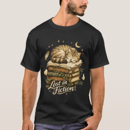 Verloren in fictie Lezende kat Boekliefhebber T-shirt