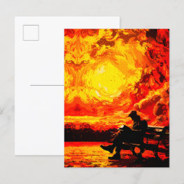 Verloren in Gedachten – Surrealistische Zonsonderg Briefkaart