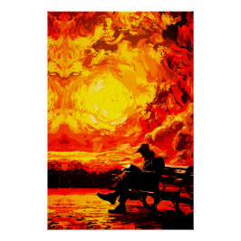 Verloren in Gedachten – Surrealistische Zonsonderg Perfect Poster