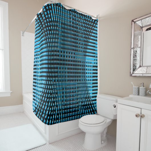 Verloren in gevonden Arced Stripes patroon Douchegordijn (In situ)