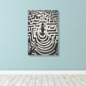 Verloren in het doolhof Abstracte zwart-wit kunst Canvas Afdruk (Insitu (Houten vloer))