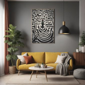 Verloren in het doolhof Abstracte zwart-wit kunst Poster