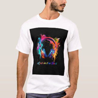 Verloren in het ritme – Kleurrijke hoofdtelefoon k T-shirt