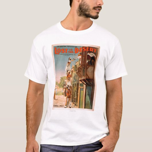 Verloren in het woestijn-Arabisch theatrisch Poste T-shirt (Voorkant)
