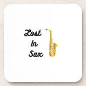Verloren in Sax met saxofone Bier Onderzetter (Voorkant)