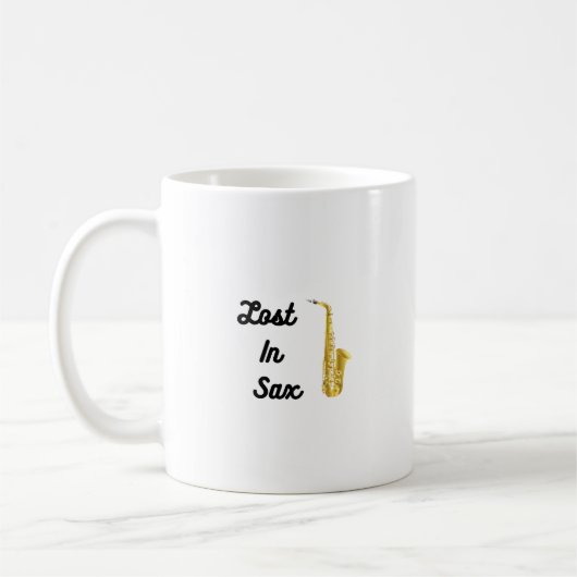 Verloren in Sax met saxofone Koffiemok (Links)