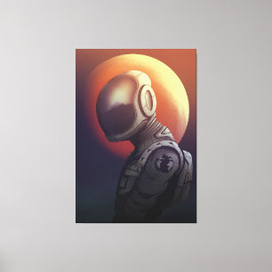 Verloren in Space Dromer Astronaut Kosmische Kunst Canvas Afdruk