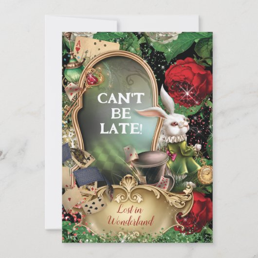 Verloren in Wonderland Garden Party uitnodiging (Voorkant)