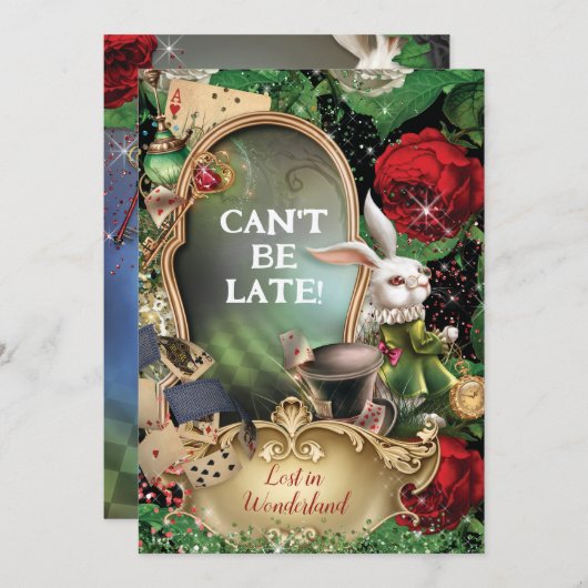Verloren in Wonderland Garden Party uitnodiging (Voorkant / Achterkant)