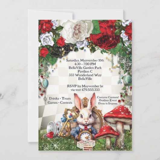 Verloren in Wonderland Verjaardagsfeest Kaart (Achterkant)