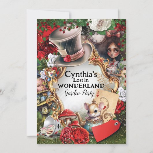 Verloren in Wonderland Verjaardagsfeest Kaart (Voorkant)