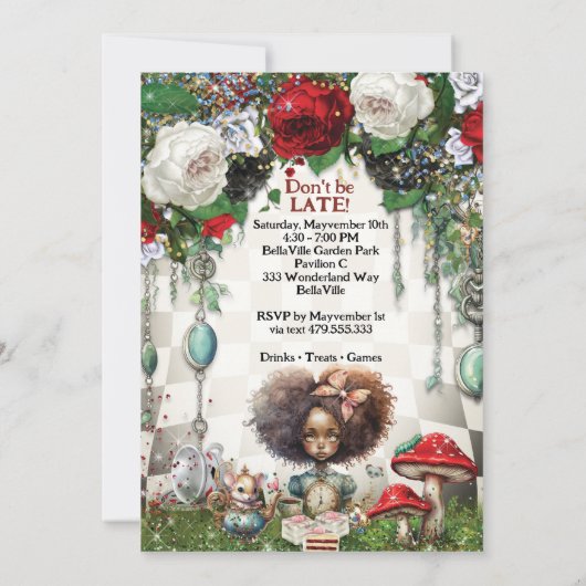 Verloren in Wonderland Verjaardagsfeest Kaart (Achterkant)