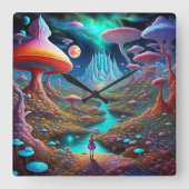 Verloren in Wonderland Vierkante Klok (Voorkant)