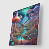 Verloren in Wonderland Vierkante Klok (Hoek)