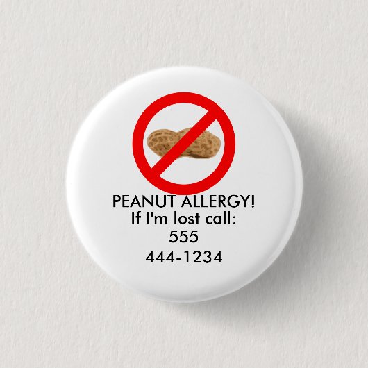Verloren kind-ID met Peanut Allergy Ronde Button 3,2 Cm (Voorkant)