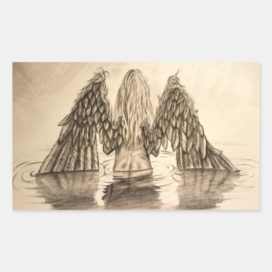Verloren kleine engel tekening ontwerp rechthoekige sticker (Voorkant)