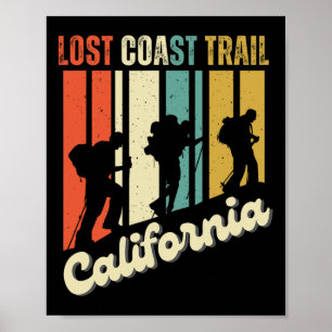 Verloren Kustpad Californië Wandeltocht Retro Berg Poster