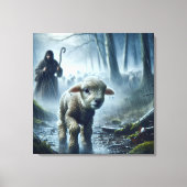 Verloren lam met herder in regenwoud canvas afdruk (Voorkant)