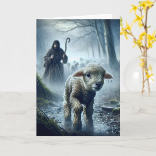 Verloren lam met herder in regenwoud kaart (Gele Bloem)