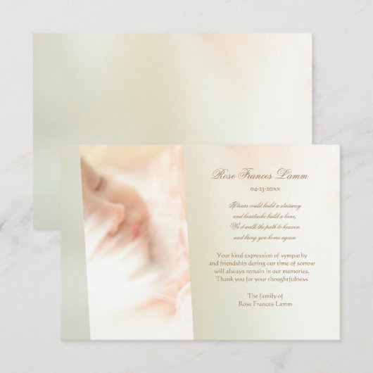 Verloren liefdesBereavement Hartelijk dank Bedankkaart (Voorkant / Achterkant)