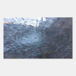 Verloren — met gebroken glas en kaart rechthoekige sticker