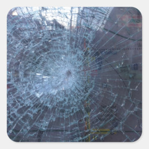 Verloren — met gebroken glas en kaart vierkante sticker