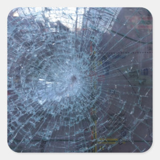 Verloren — met gebroken glas en kaart vierkante sticker