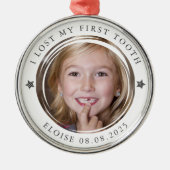 Verloren Mijn Eerste Tand Mijlpaal Foto Keepsake Metalen Ornament (Voorkant)
