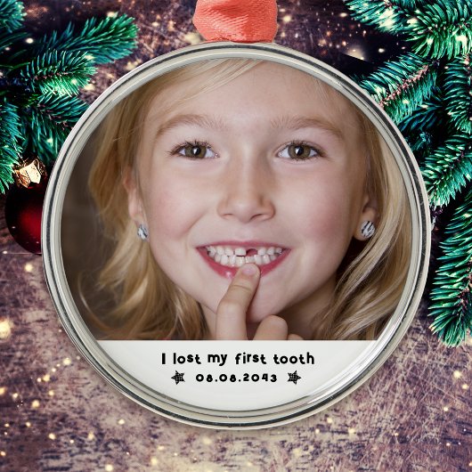 Verloren Mijn Eerste Tand Mijlpaal Foto Keepsake Metalen Ornament