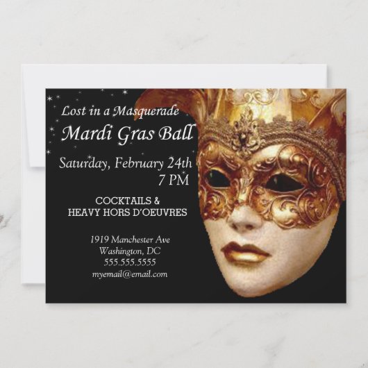 Verloren op een Maskerade Bal Mardi Gras Feest Kaart (Voorkant)
