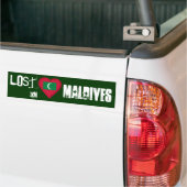 Verloren op Maldiven Vlag Hart Bumpersticker (Op Truck)