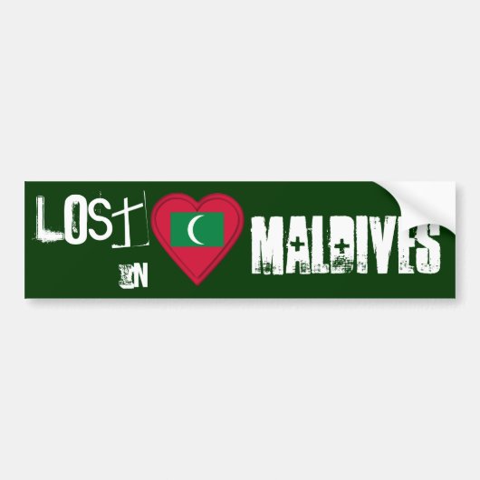 Verloren op Maldiven Vlag Hart Bumpersticker (Voorkant)