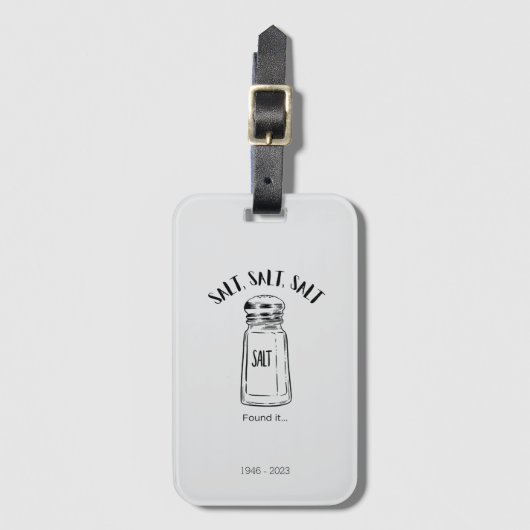 Verloren shaker van zout - vind het bagagelabel (Voorkant (verticaal))