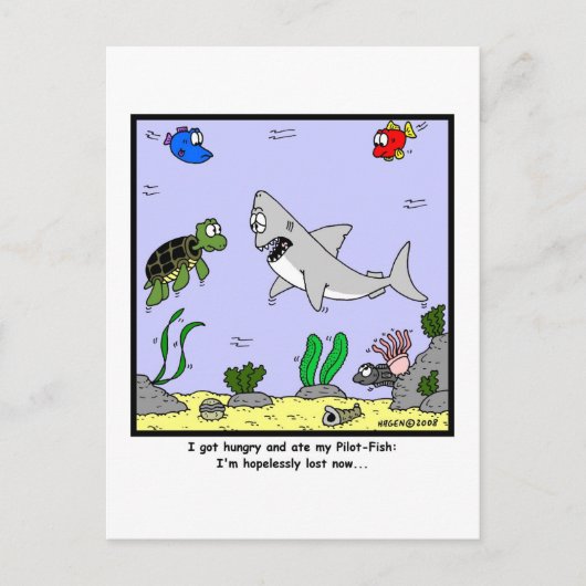 Verloren: Shark Cartoon Briefkaart (Voorkant)