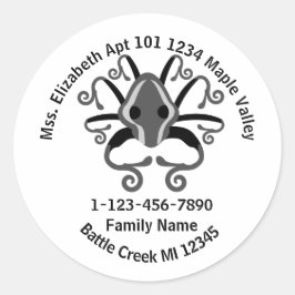 Verloren Squid Family Home Adres Ronde Sticker